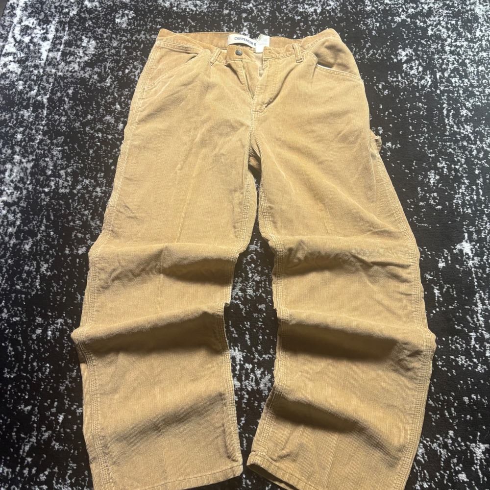 Vintage Gap Carpenter Pants Mens 34x32 Tan Corduroy Y2K Wide Leg Utility - Picture 4 of 8
